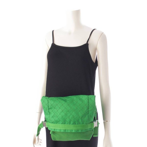 re bot sh w 00108 9 Bottega Veneta Jacquard Mesh Belt Waist Bag 652076 Green