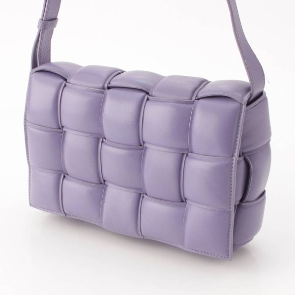 re bot sh w 00109 1 Bottega Veneta Cassette Padette Lambskin Maxi Intrecciato Shoulder Bag Purple