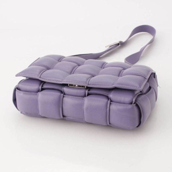 re bot sh w 00109 4 Bottega Veneta Cassette Padette Lambskin Maxi Intrecciato Shoulder Bag Purple