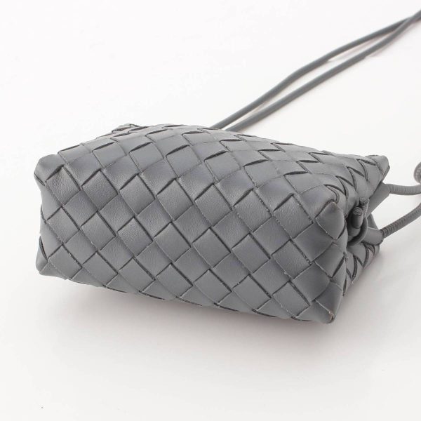 re bot sh w 00113 4 Bottega Veneta Intrecciato Mini Loop Leather Shoulder Bag Gray