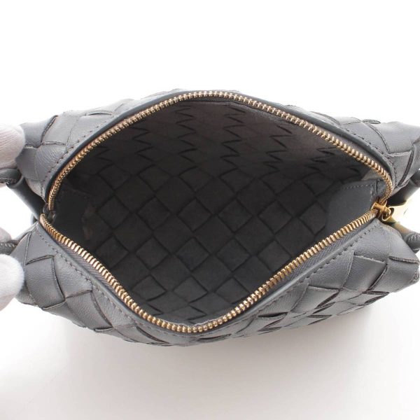 re bot sh w 00113 5 Bottega Veneta Intrecciato Mini Loop Leather Shoulder Bag Gray