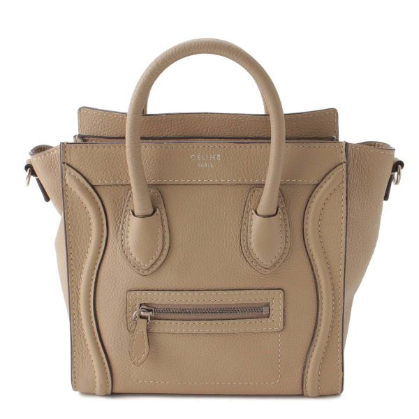 re cel ha w 00319 Celine Luggage Nano Shopper Drummed Calf 2way Handbag Beige