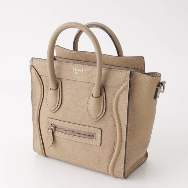 re cel ha w 00319 1 Celine Luggage Nano Shopper Drummed Calf 2way Handbag Beige