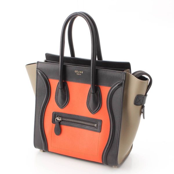 re cel ha w 00322 1 Celine Luggage Micro Shopper Leather Handbag Tricolor