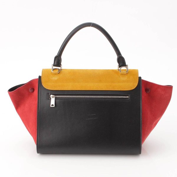 re cel ha w 00324 2 Celine Trapeze Suede x Leather 2way Handbag Yellow Black Orange