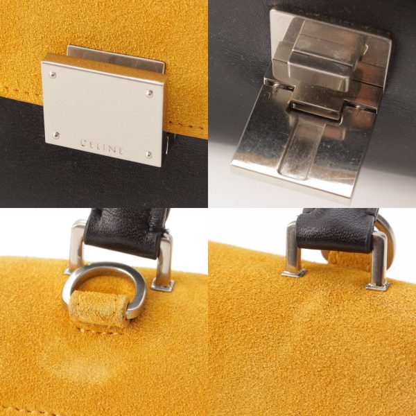 re cel ha w 00324 6 Celine Trapeze Suede x Leather 2way Handbag Yellow Black Orange