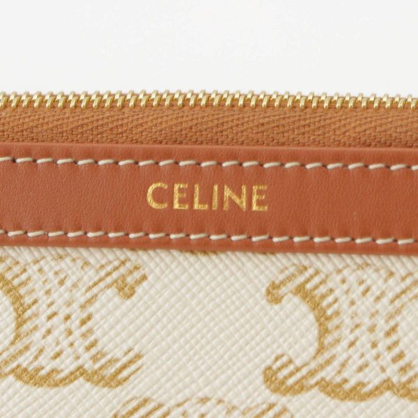 re cel po w 00010 6 Celine Triomphe Canvas x Calfskin Large Cosmetic Pouch White