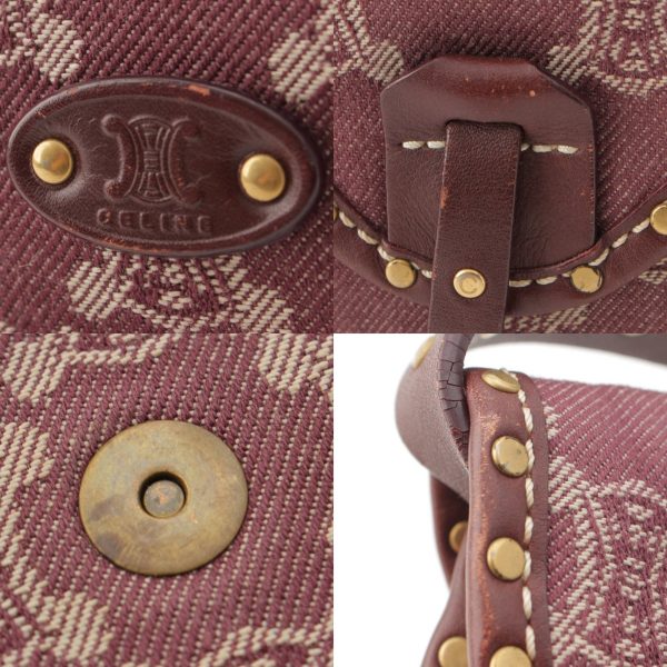 re cel sh w 00348 7 Celine Paris Macadam Triomphe Denim Studded Shoulder Bag Bordeaux