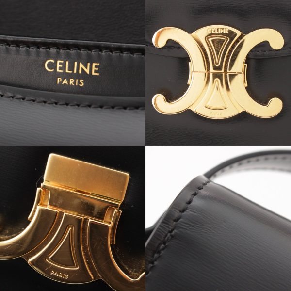 re cel sh w 00355 6 Celine Bouzasclair Triomphe Shiny Calf Shoulder Bag Crossbody Black