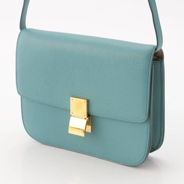 re cel sh w 00360 1 Celine Classic Box Leather Shoulder Bag Green