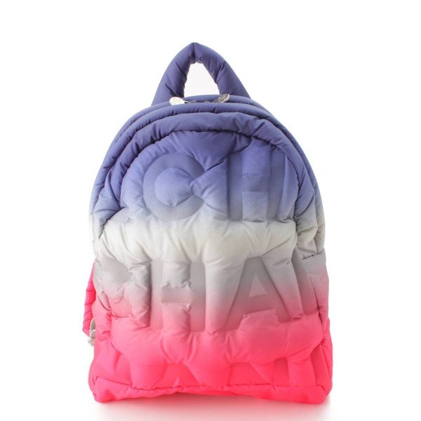 re cha ba w 00015 Chanel Doudone Logo Embossed Nylon Rucksack Backpack Multicolor