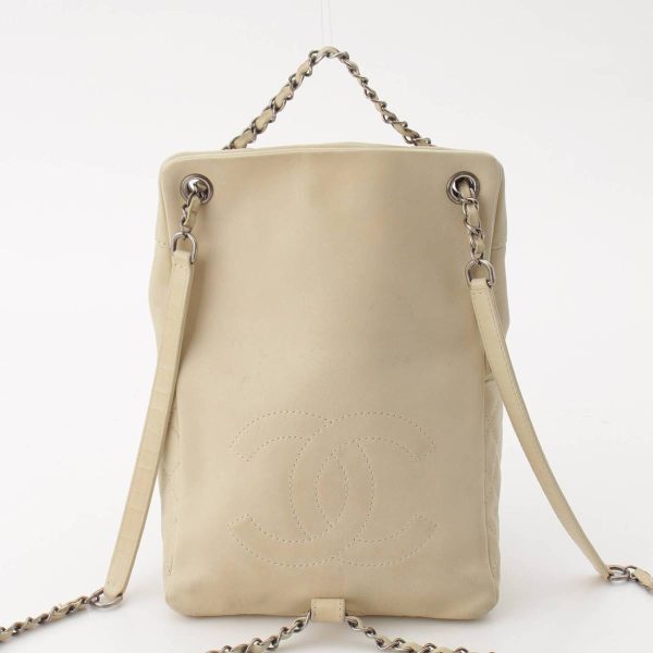 re cha ba w 00016 3 Chanel Cocomark Lambskin Matelasse Chain Backpack White