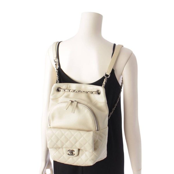 re cha ba w 00016 9 Chanel Cocomark Lambskin Matelasse Chain Backpack White