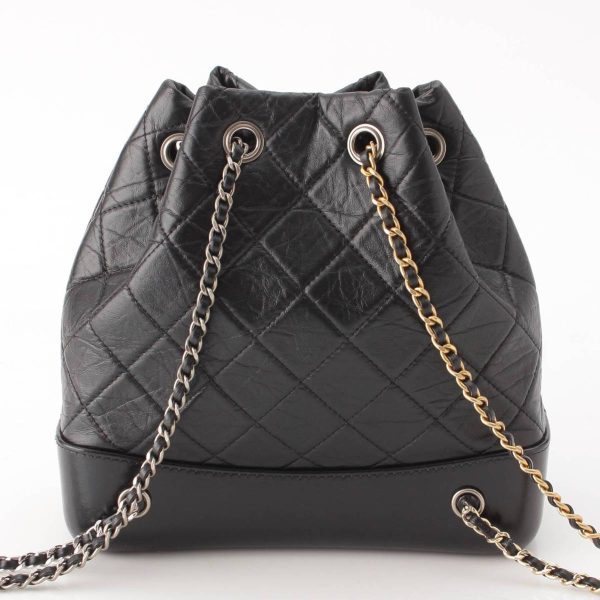 re cha ba w 00017 3 Chanel Gabriel Vintage Calf Chain Rucksack Backpack A94485 Black