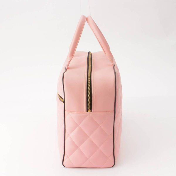 re cha bo w 00020 1 Chanel Matelasse Calf Leather Logo Boston Bag Handbag A05943 Pink