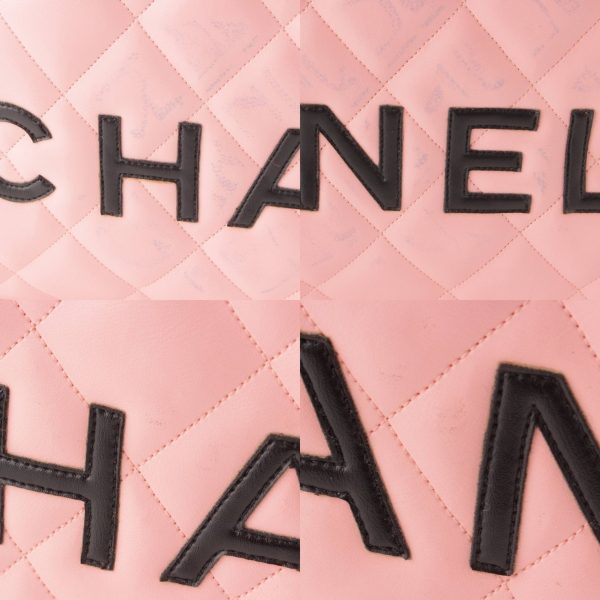 re cha bo w 00020 6 Chanel Matelasse Calf Leather Logo Boston Bag Handbag A05943 Pink