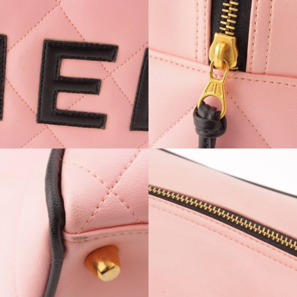 re cha bo w 00020 7 Chanel Matelasse Calf Leather Logo Boston Bag Handbag A05943 Pink