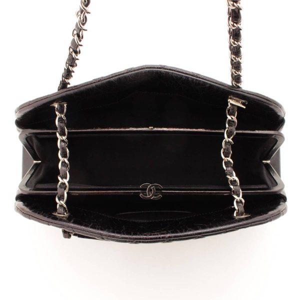 re cha sh w 00160 5 Chanel Matelasse Mademoiselle Leather Bowling Chain Shoulder Bag Black