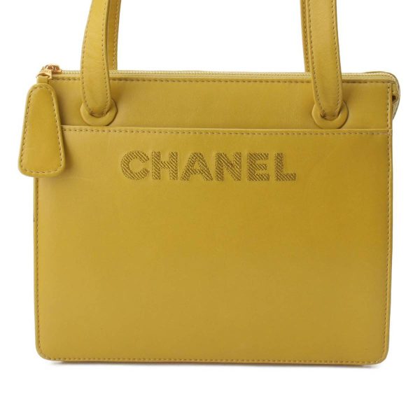 re cha sh w 00200 Chanel Lambskin Logo Shoulder Bag Yellow