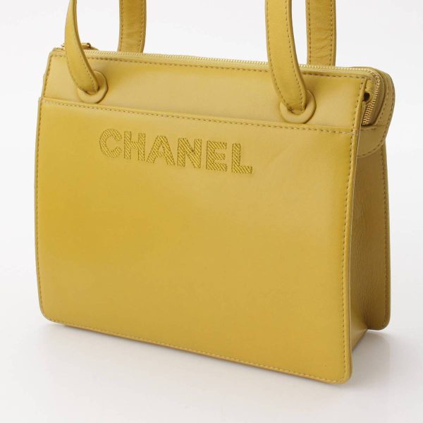 re cha sh w 00200 1 Chanel Lambskin Logo Shoulder Bag Yellow