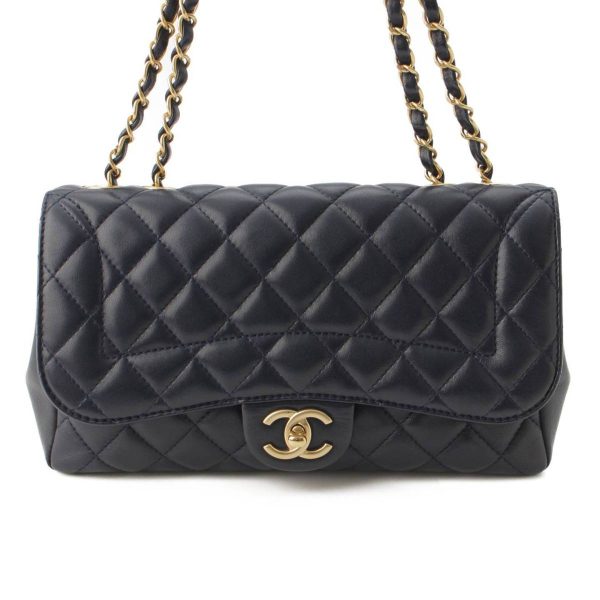 re cha sh w 00204 Chanel Matelasse Coco Mark Lambskin W Chain Shoulder Bag Navy