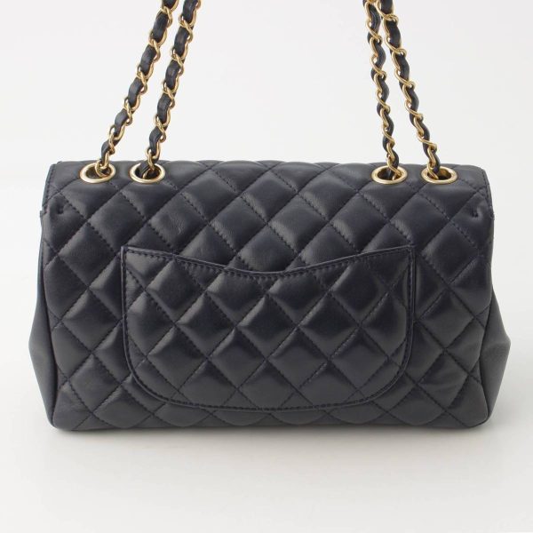 re cha sh w 00204 2 Chanel Matelasse Coco Mark Lambskin W Chain Shoulder Bag Navy