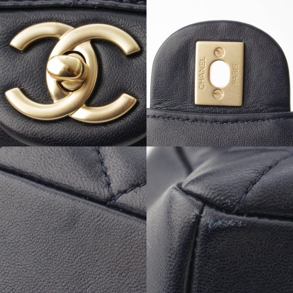 re cha sh w 00204 6 Chanel Matelasse Coco Mark Lambskin W Chain Shoulder Bag Navy