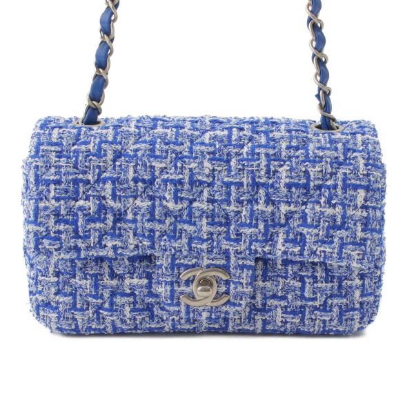 re cha sh w 00205 Chanel Tweed Mini Matelasse 20 Chain Shoulder Bag A69900 Blue