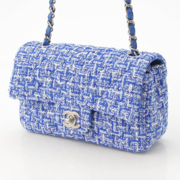 re cha sh w 00205 1 Chanel Tweed Mini Matelasse 20 Chain Shoulder Bag A69900 Blue