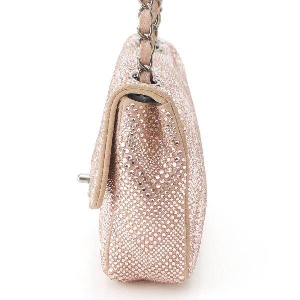 re cha sh w 00209 2 Chanel Cocomark Swarovski Suede Chevron Chain Shoulder Bag Pink