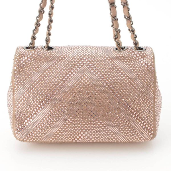 re cha sh w 00209 3 Chanel Cocomark Swarovski Suede Chevron Chain Shoulder Bag Pink