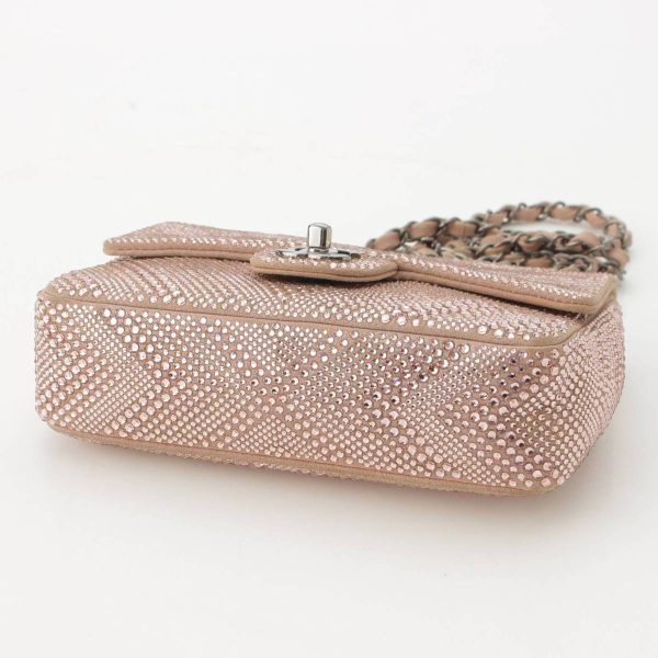 re cha sh w 00209 4 Chanel Cocomark Swarovski Suede Chevron Chain Shoulder Bag Pink