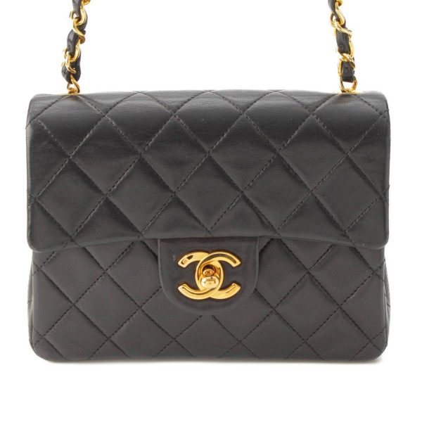 re cha sh w 00210 Chanel Mini Matelasse Lambskin Shoulder Bag Black