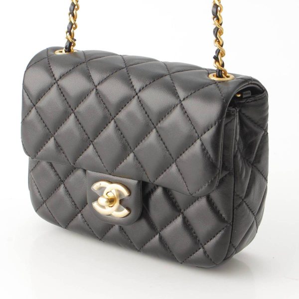 re cha sh w 00216 1 Chanel 22K Mini Matelasse Single Flap Coco Mark Heart Shoulder Bag Black