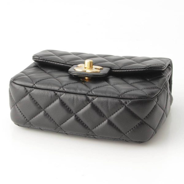 re cha sh w 00216 4 Chanel 22K Mini Matelasse Single Flap Coco Mark Heart Shoulder Bag Black