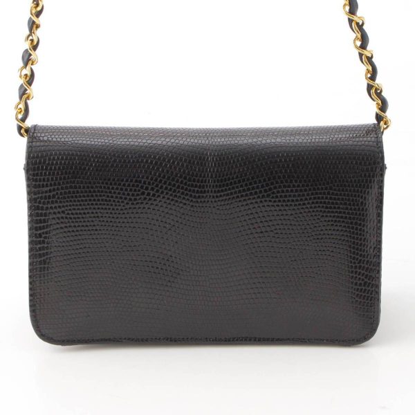 re cha sh w 00220 3 Chanel Cocomark Lizard Chain Shoulder Bag Black