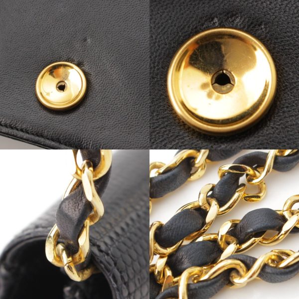 re cha sh w 00220 7 Chanel Cocomark Lizard Chain Shoulder Bag Black