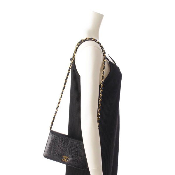 re cha sh w 00220 8 Chanel Cocomark Lizard Chain Shoulder Bag Black