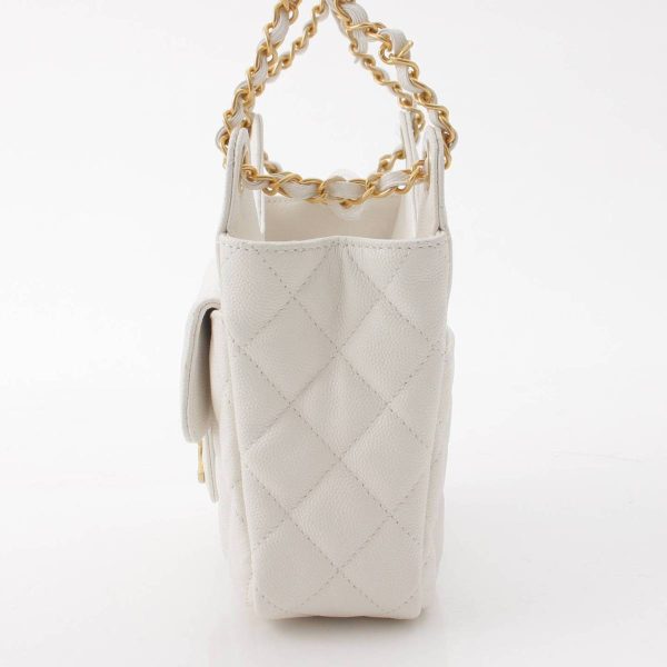 re cha sh w 00223 2 Chanel Matelasse Small Caviar Skin Hobo Shoulder Bag AS3710 White