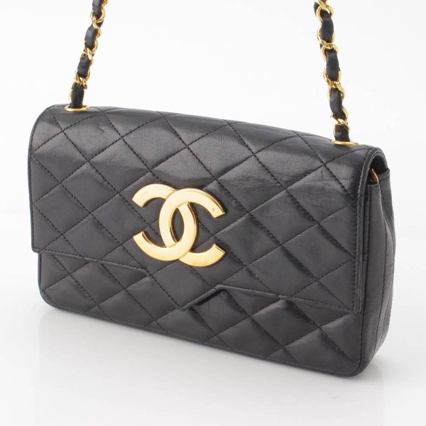 re cha sh w 00225 1 Chanel Decacoco Mark Matelasse Lambskin Chain Shoulder Bag Black