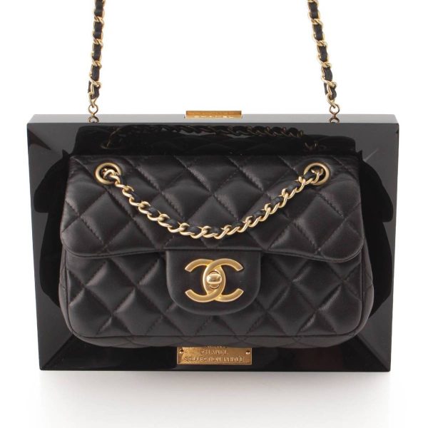 re cha sh w 00230 Chanel Prive Collection Matelasse Frame Chain Shoulder Bag Black