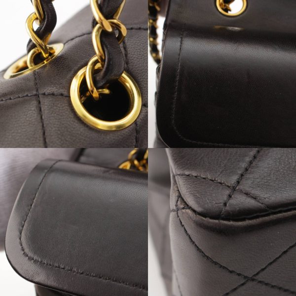 re cha sh w 00232 6 Chanel Matelasse 25 Lambskin W Flap Chain Shoulder Bag A01112 Black