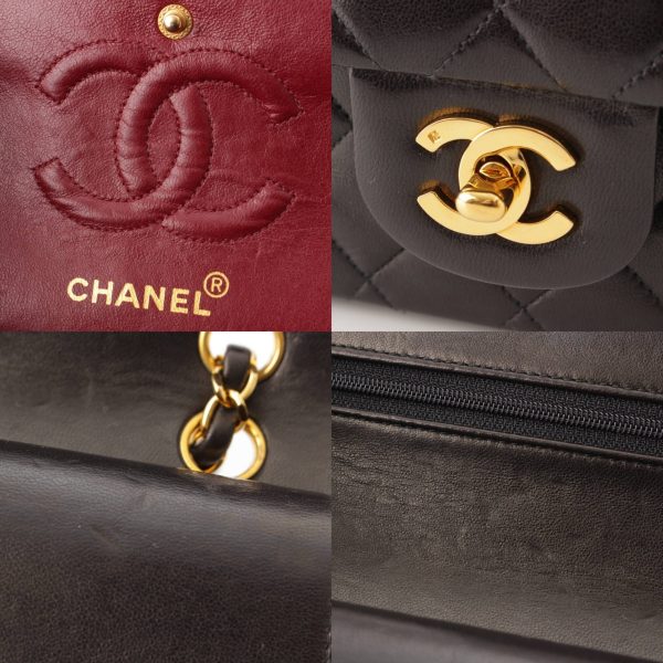 re cha sh w 00233 5 Chanel Matelasse 23 Lambskin W Flap Chain Shoulder Bag A01113 Black