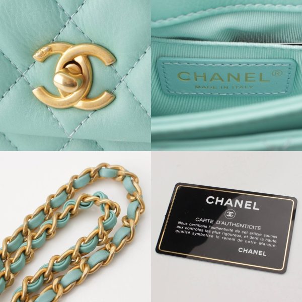 re cha sh w 00237 6 Chanel Mini Matelasse Lambskin 2way Hand Chain Shoulder Bag AS1226 Mint