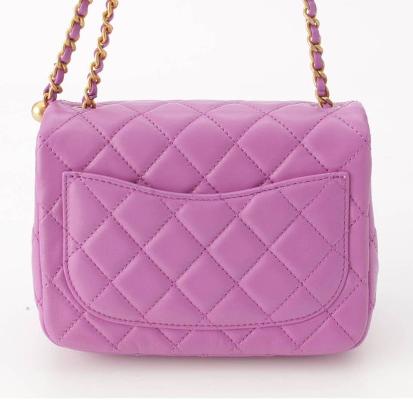 re cha sh w 00241 4 Chanel Coco Ball Lambskin Mini Matelasse Chain Shoulder Bag Purple