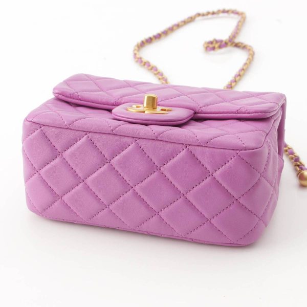 re cha sh w 00241 5 Chanel Coco Ball Lambskin Mini Matelasse Chain Shoulder Bag Purple