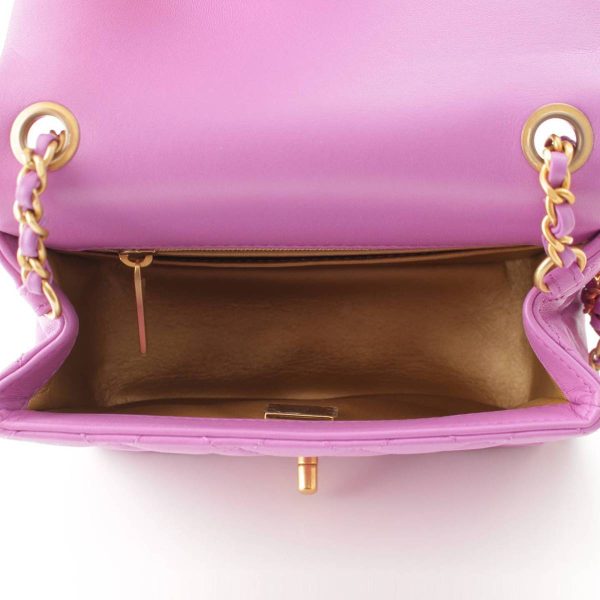 re cha sh w 00241 6 Chanel Coco Ball Lambskin Mini Matelasse Chain Shoulder Bag Purple