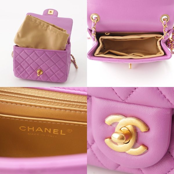 re cha sh w 00241 7 Chanel Coco Ball Lambskin Mini Matelasse Chain Shoulder Bag Purple