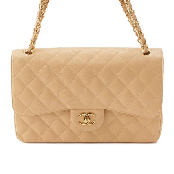 re cha sh w 00243 Chanel Big Matelasse 30 Caviar Skin Chain Shoulder Bag G Hardware A58600 Beige