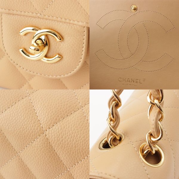 re cha sh w 00243 6 Chanel Big Matelasse 30 Caviar Skin Chain Shoulder Bag G Hardware A58600 Beige